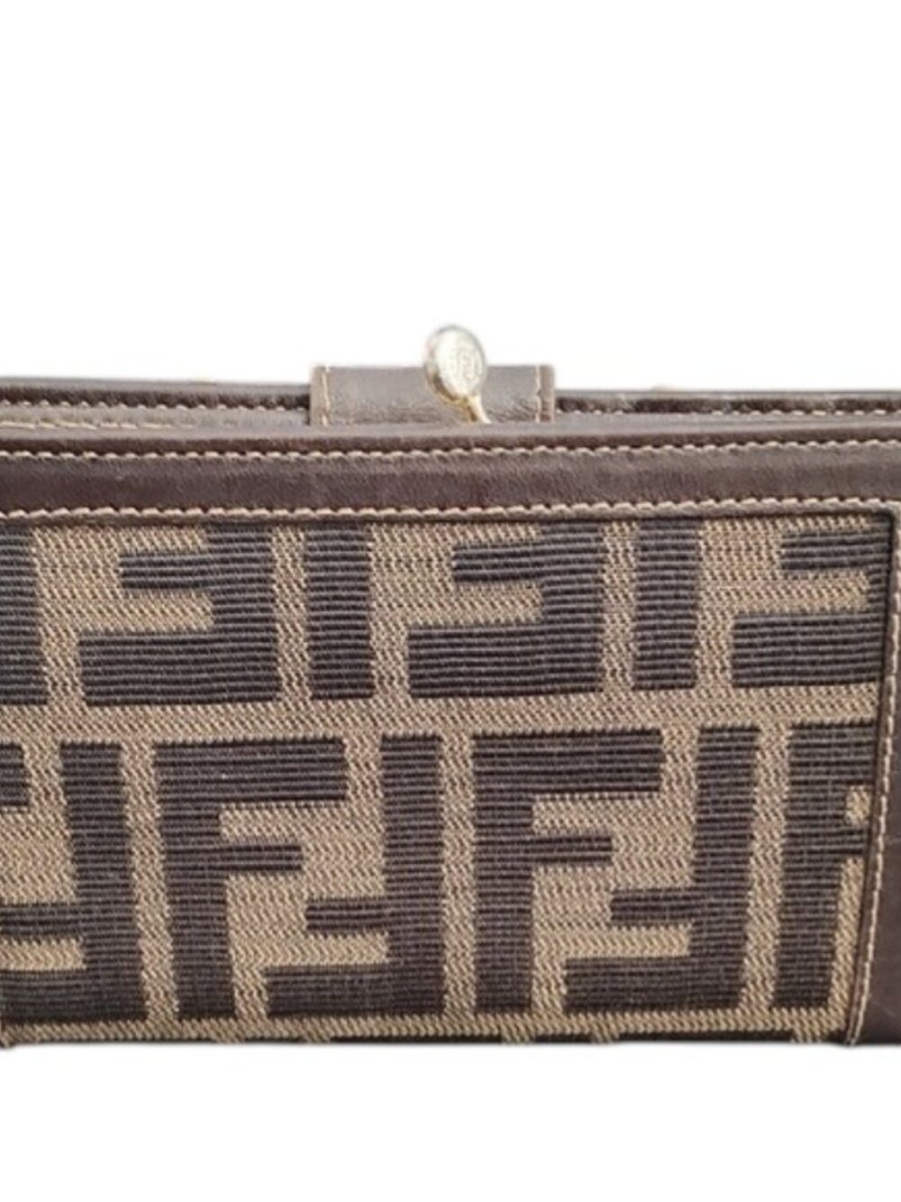 Fendi | Brown Zucca Canvas & Leather | Snap Wallet | missing kisslock - Picture 2 of 10